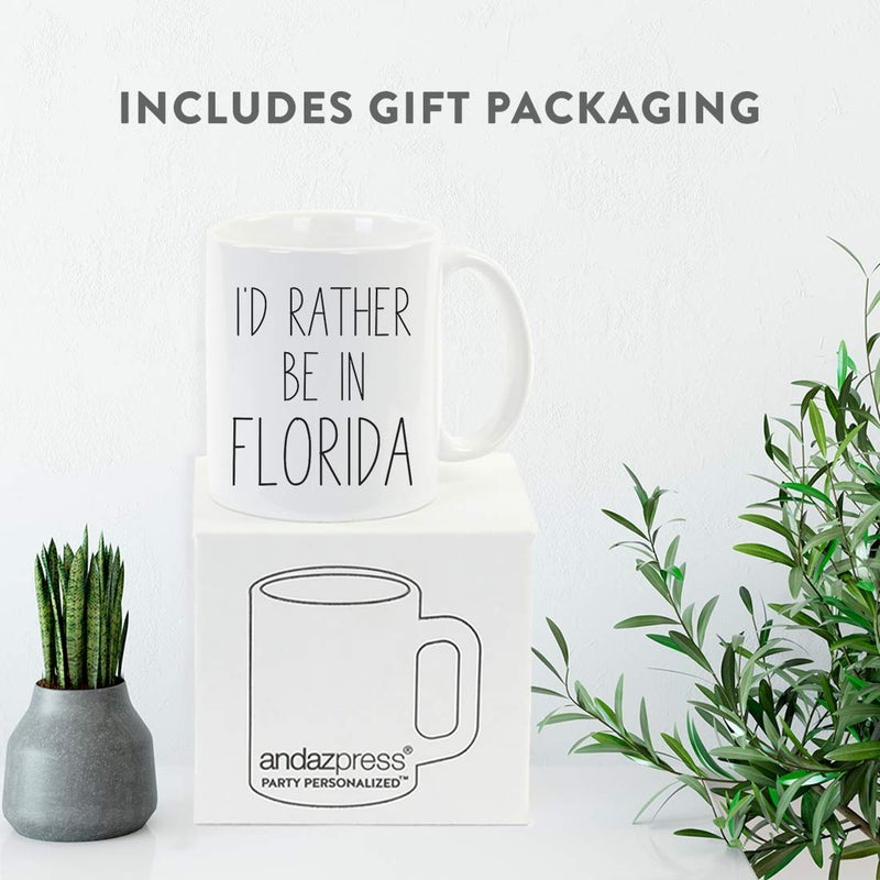 Andaz Press U.S. State 11oz. Coffee Mug Gift, I'D Rather Be In Florida, 1-Pack, Long Distance College Going Away Study Abroad Birthday Christmas Florida Coffee Mug - Image 4